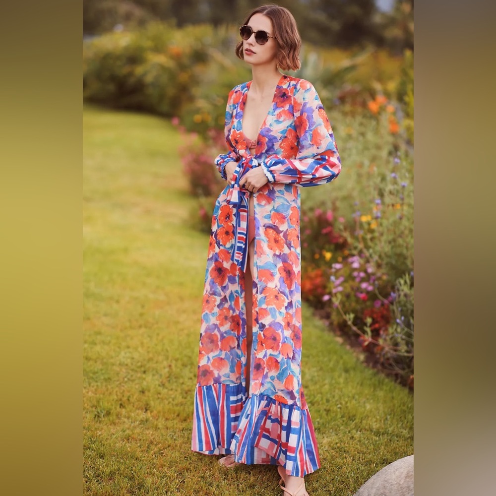 Anthropologie PatBO Violet Tie-Front Cover-Up Dress - Picture 2 of 8